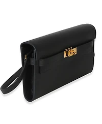 Pre-Owned Hermes Black Epsom Kelly To Go Wallet Ghw