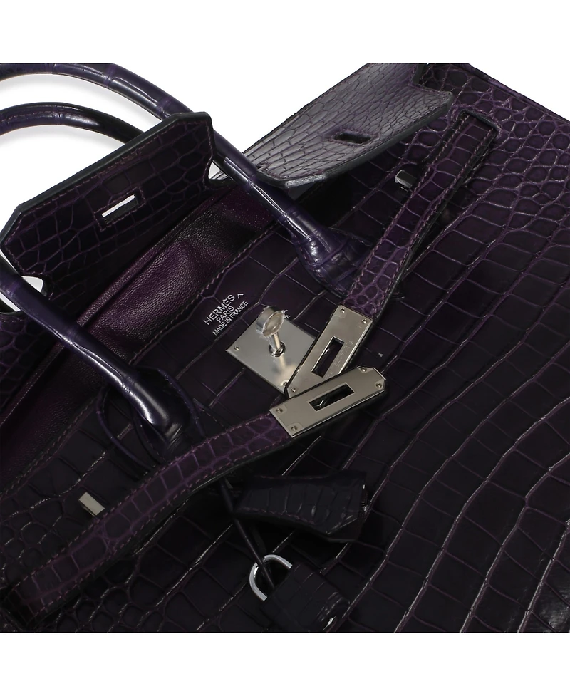 Pre-Owned HERMES Amethyst Matte Niloticus Crocodile Birkin 35 Phw