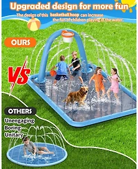 Gnuadz Splash Pad Sprinkler Basketball Hoop Non-slip Outdoor Pool Kids
