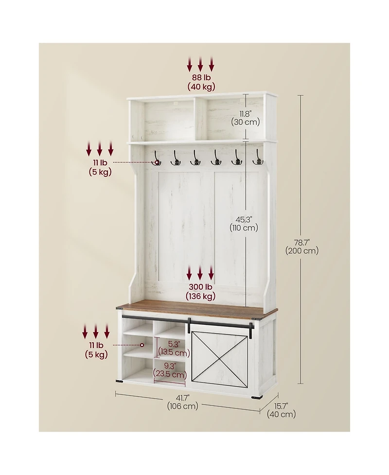 Slickblue Entryway Hall Tree with Bench and Shoe Storage Organizer Unit