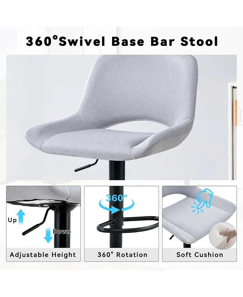flynama Modern Swivel Adjustable Bar Stools Set of 2, 250 Lbs Capacity