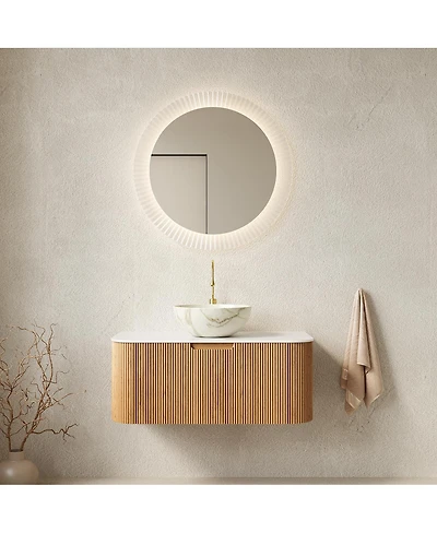 Sillysis Wall Mounted Bathroom Vanity with Sintered Stone Top, Ceramic Basin, Soft Close Drawer