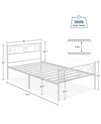 homfan Metal Bed Frame with Headboard and Footboard, Platform Underbed Storage, Steel Slat Support, No Box Spring Needed