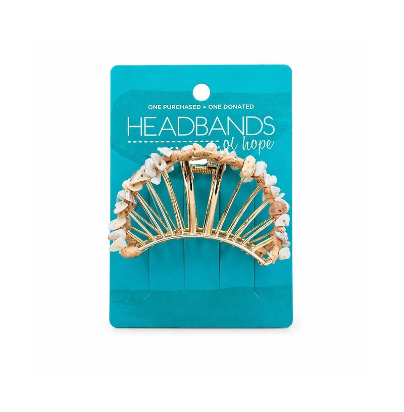Women's Raffia Seashell Hair Claw Clip - White