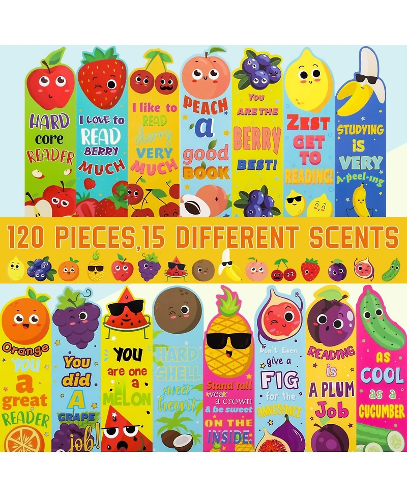 Gnuadz Scented Bookmarks Fruit Sniff Educational Supplies 15 Scents