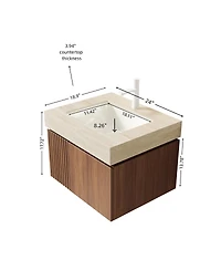 Sillysis 24 Inches Modern Floating Bathroom Vanity with Sintered Stone Top, Undermount Sink, Soft Close Drawer and Ample Storage, Pre-assembled