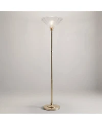 Regency Hill Harmony 72" High Antique Brass and Cast Glass Torchiere Floor Lamp