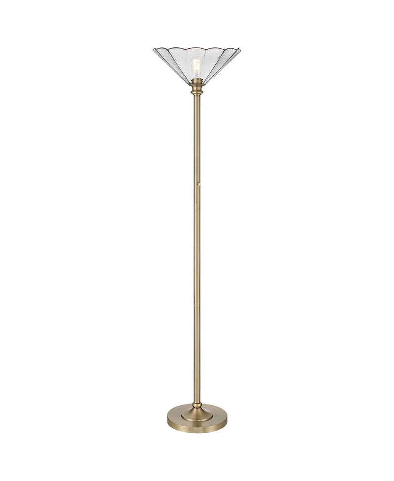 Regency Hill Harmony 72" High Antique Brass and Cast Glass Torchiere Floor Lamp