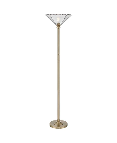 Regency Hill Harmony 72" High Antique Brass and Cast Glass Torchiere Floor Lamp
