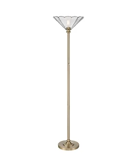 Regency Hill Harmony 72" High Antique Brass and Cast Glass Torchiere Floor Lamp