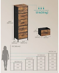 Slickblue Modern 5 Drawer Tall Dresser Rustic Finish Steel Frame Storage Cabinet