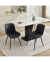 Clihome Dining Chairs Set of 2 Mid Century Modern Kitchen Chair Comfortable Upholstered Faux Leather Dinner Chairs for Kitchen Dining Room