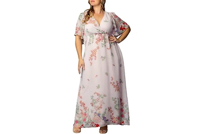 Kiyonna Plus Catalina Border Print Gown