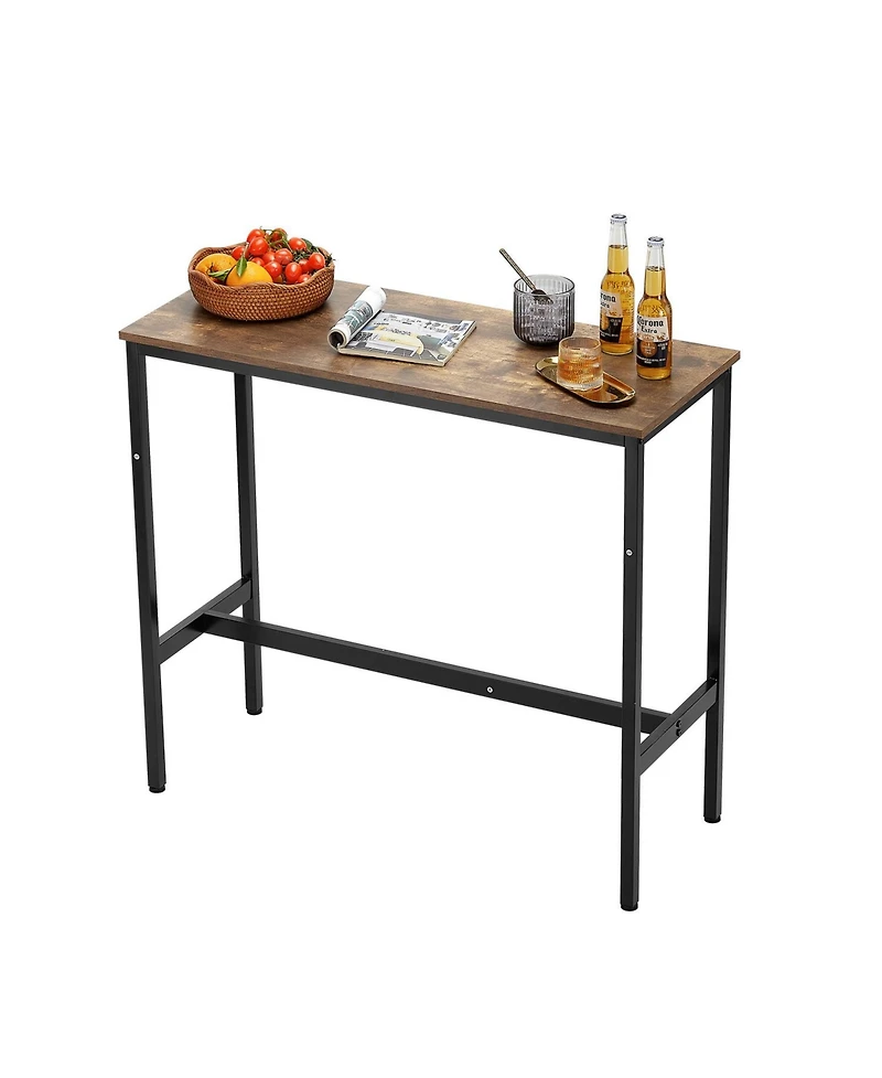 flynama 39x16x35.5" Industrial Metal and Wood Bar Table