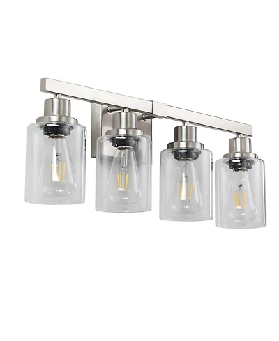 Busdays 24 Inch Modern 4 Light Bathroom Vanity Light Fixture with Clear Glass Shades for Bathroom Vanity Dressing Area No Bulbs
