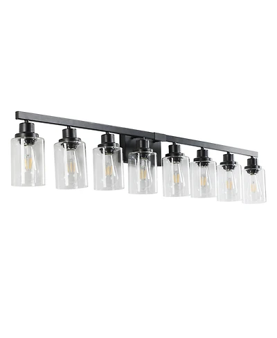 Busdays 51 Inch 8 Light Vanity Light with Clear Glass Shades Modern Iron Metal Bathroom Wall Fixture for Mirror Bathroom Dressing Table No Bulbs