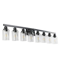 Busdays 51 Inch 8 Light Vanity Light with Clear Glass Shades Modern Iron Metal Bathroom Wall Fixture for Mirror Bathroom Dressing Table No Bulbs