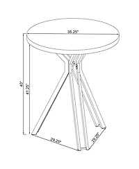 flynama Dark Oak 35" Round Pub Height Bistro Bar Table