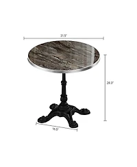 flynama 31.5" Square Sintered Stone Bistro Table - Faux Marble Outdoor Patio Table