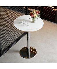 flynama 39" Rock Slab Bar Table with Silver Base