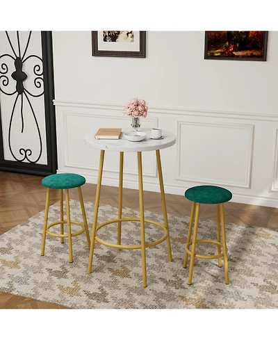 flynama 3-Piece Modern Pub Bar Table Set with 2 Stools