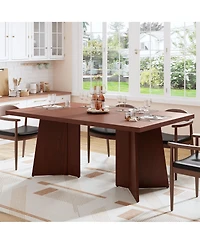 homfan 63 Farmhouse Dining Table for 4-6, Rectangular Kitchen with Thick Top and Engineered Wood Frame