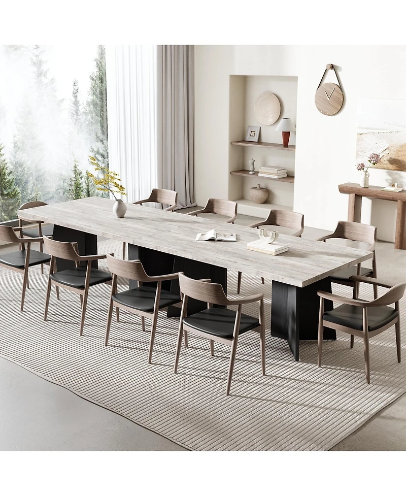 homfan 63 Farmhouse Dining Table for 4-6, Rectangular Kitchen with Thick Top and Engineered Wood Frame