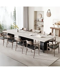 homfan 63 Farmhouse Dining Table for 4-6, Rectangular Kitchen with Thick Top and Engineered Wood Frame