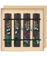 Gnuadz Wooden Bookmark Bird Orchid Carving Gift