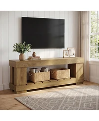 Tribesigns Tv Stand for up to 70 inch, 2-Tier Modern Entertainment Center with Open Storage Shelf