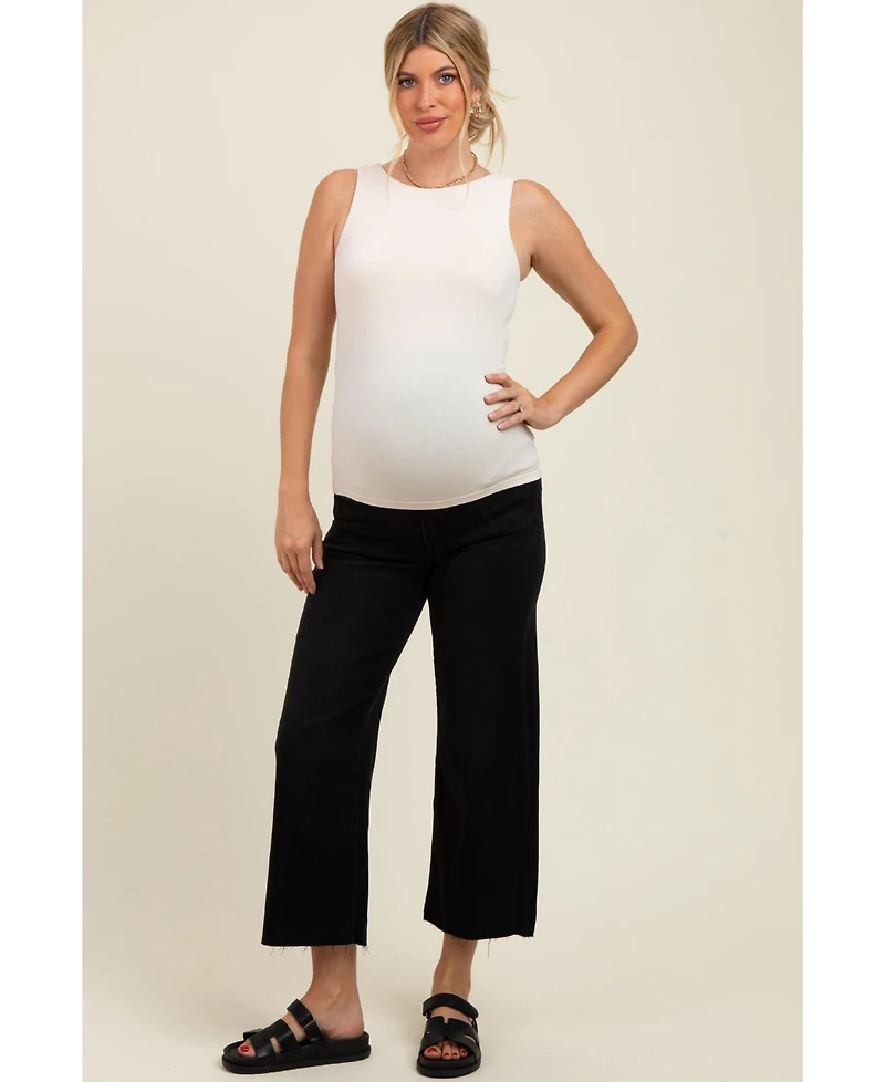 Pinkblush Maternity Raw Hem Cropped Wide Leg Jeans
