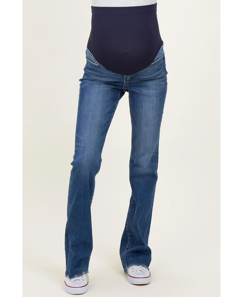 Pinkblush Maternity Bootcut Jeans with Frayed Hem