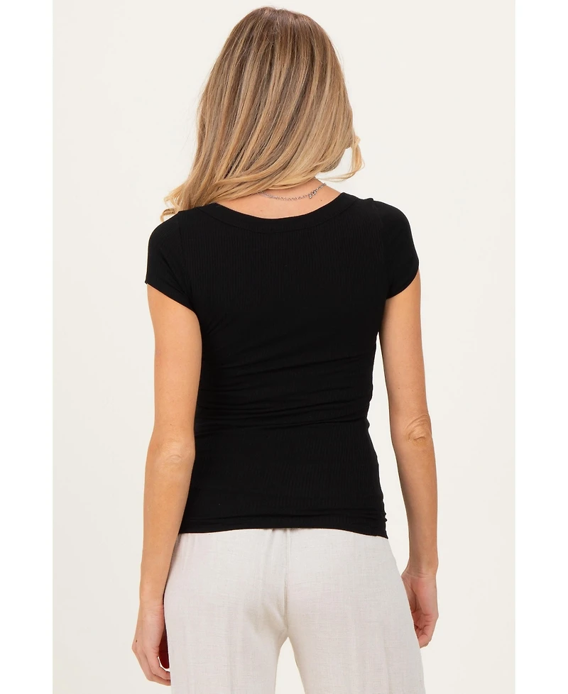 Pinkblush Maternity Ribbed Rounded Square Neck Top