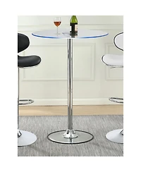 flynama Chrome Glass Top Led Bistro Bar Table with Dimmable Light