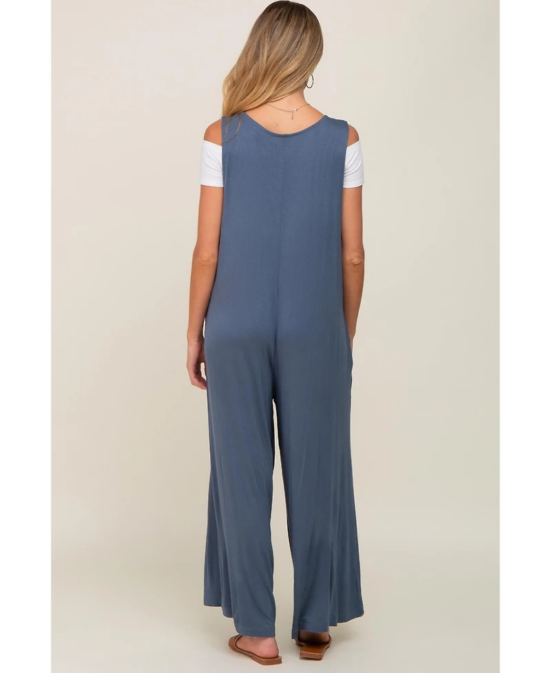 Pinkblush Maternity Deep V Sleeveless Wide Leg Jumpsuit