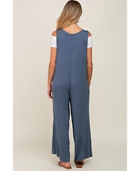 Pinkblush Maternity Deep V Sleeveless Wide Leg Jumpsuit