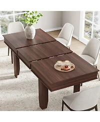 homfan Extendable Dining Table for 6-10, Farmhouse Rectangular Kitchen with Butterfly Leaf, Mdf Frame, Easy Assembly