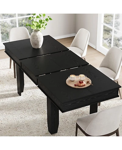 homfan Extendable Dining Table for 6-10, Farmhouse Rectangular Kitchen with Butterfly Leaf, Mdf Frame, Easy Assembly