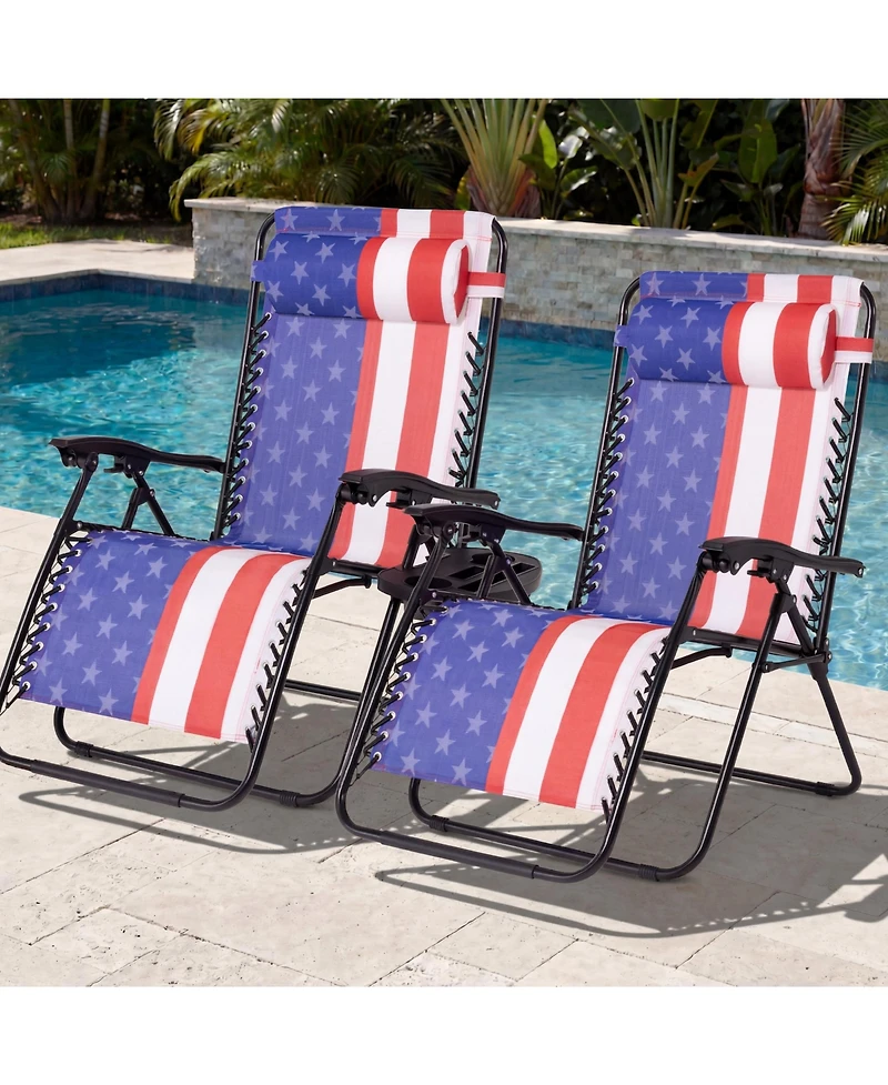 Best Choice Products Set of 2 Extra Wide Zero Gravity Lounge Chair Recliners w/ Cup Holder