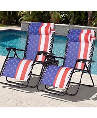 Best Choice Products Set of 2 Extra Wide Zero Gravity Lounge Chair Recliners w/ Cup Holder