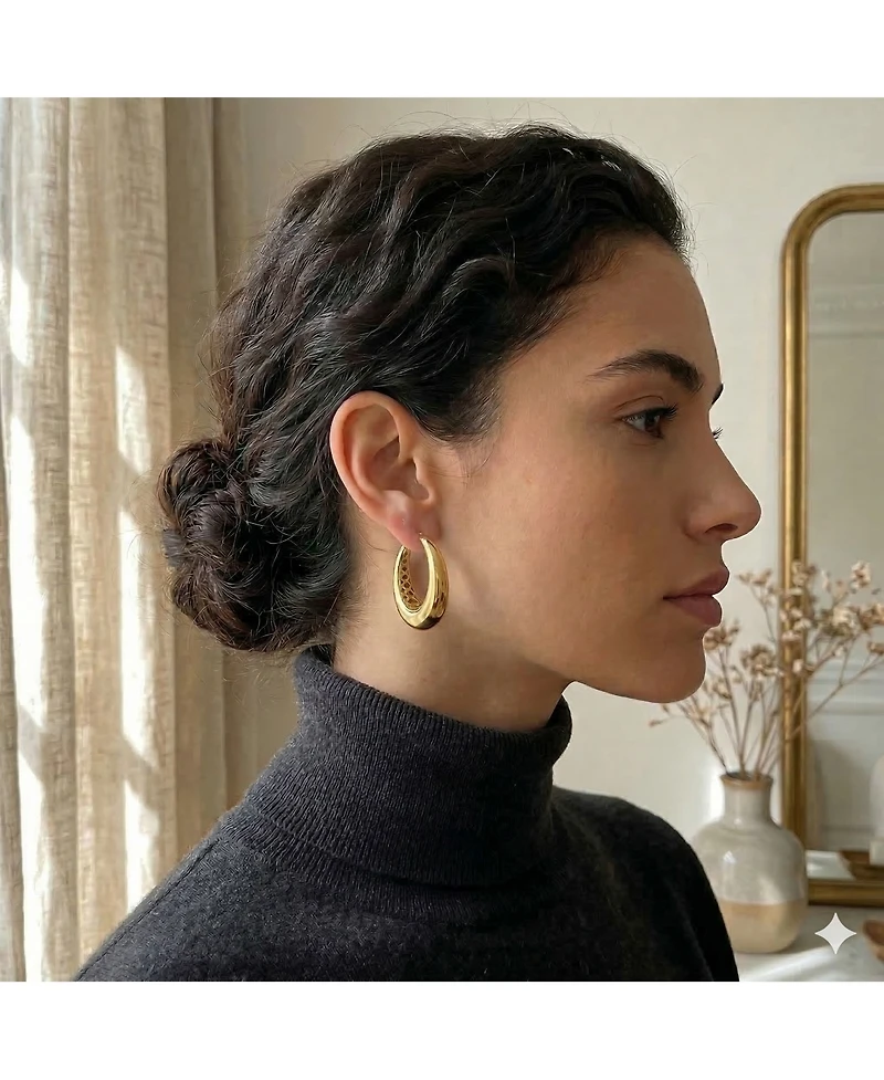 Simona Timeless Puffed Polished Hoop Earrings