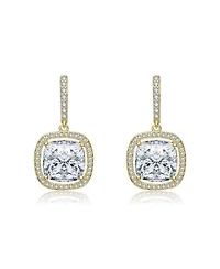 Rachel Glauber Elegant 14K Gold Plated Square Cz Huggie Drop Earrings