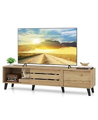 Gymax Tv Stand for 80inch TVs with Sliding Door Cabinets Storage Shelves Cable Management