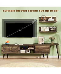 Gymax Tv Stand Rustic Farmhouse Entertainment Center Suits TVs up to 85 Inches