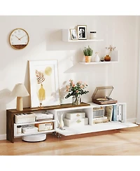 Gymax Tv Stand Modern Entertainment Center Tv Cabinet for TVs up to 80 Inches