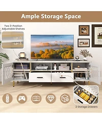 Gymax Modern Faux Marble Entertainment Center 71-Inch Tv Stand