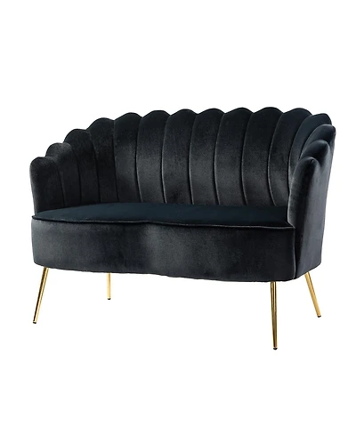 Hulala Home Hendrix Contemporary 50.2" Velvet Loveseat Sofa with Metal Legs