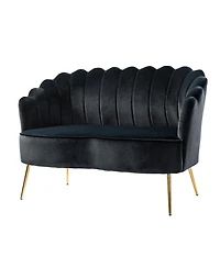 Hulala Home Hendrix Contemporary 50.2" Velvet Loveseat Sofa with Metal Legs