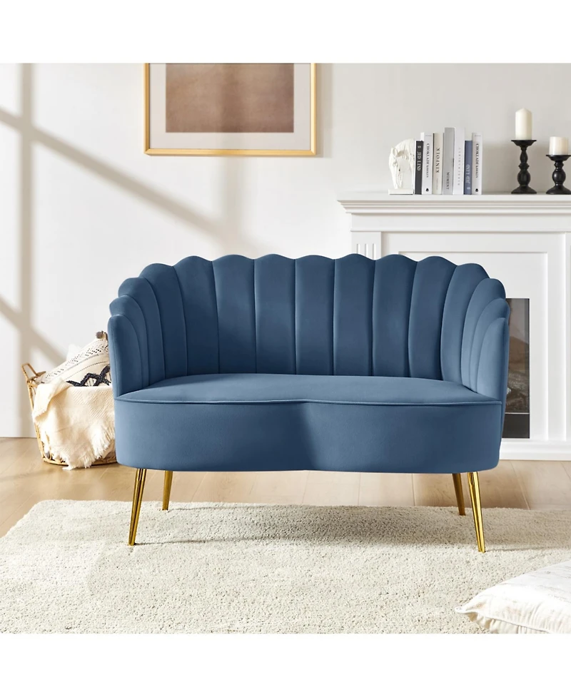 Hulala Home Hendrix Contemporary 50.2" Velvet Loveseat Sofa with Metal Legs