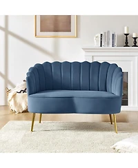 Hulala Home Hendrix Contemporary 50.2" Velvet Loveseat Sofa with Metal Legs